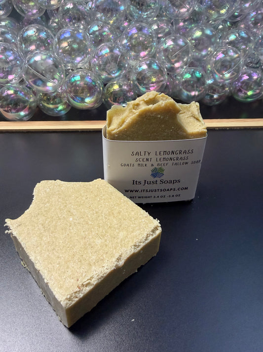 Salty Lemongrass Scent Lemongrass Goats Milk & Beef Tallow Soap